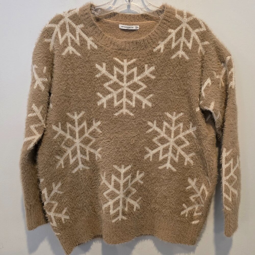Staccato Fuzzy Snowflake Sweater, Size S, EUC